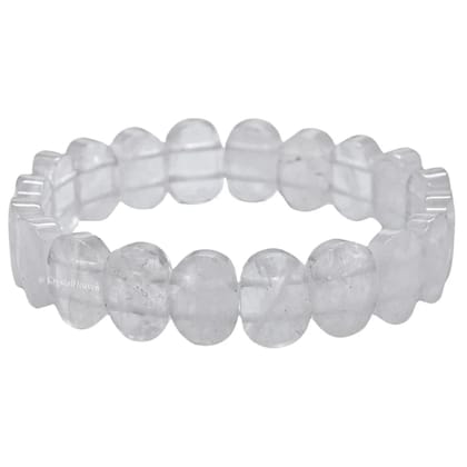 Sahaj Hast Clear Quartz Faceted Oval Bracelet  Healing Gemstone Jewelry (Size - 7.5")
