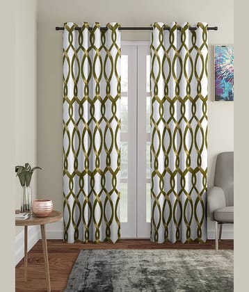 Cortina - Geometric Printed Room Darkening Eyelet Curtain-9 Ft-pack of 2