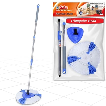 Gala Turbo Triangular Spin Mop Handle with Refill, Durable Replacement Handle with Rubber Grip For Turbo Spin Mop Gala Turbo Triangular Spin Mop Handle with Refill, Durable Replacement Handle with Rubber Grip For Turbo Spin Mop