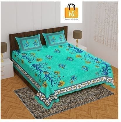 3001-Hometrade India-Standard King Size (90*108 Inches) Double Bedsheet With 2 Pillow Cover-RJ-14-Jaipur lining-3194