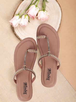 BLINDER Peach Slippers Flats 4