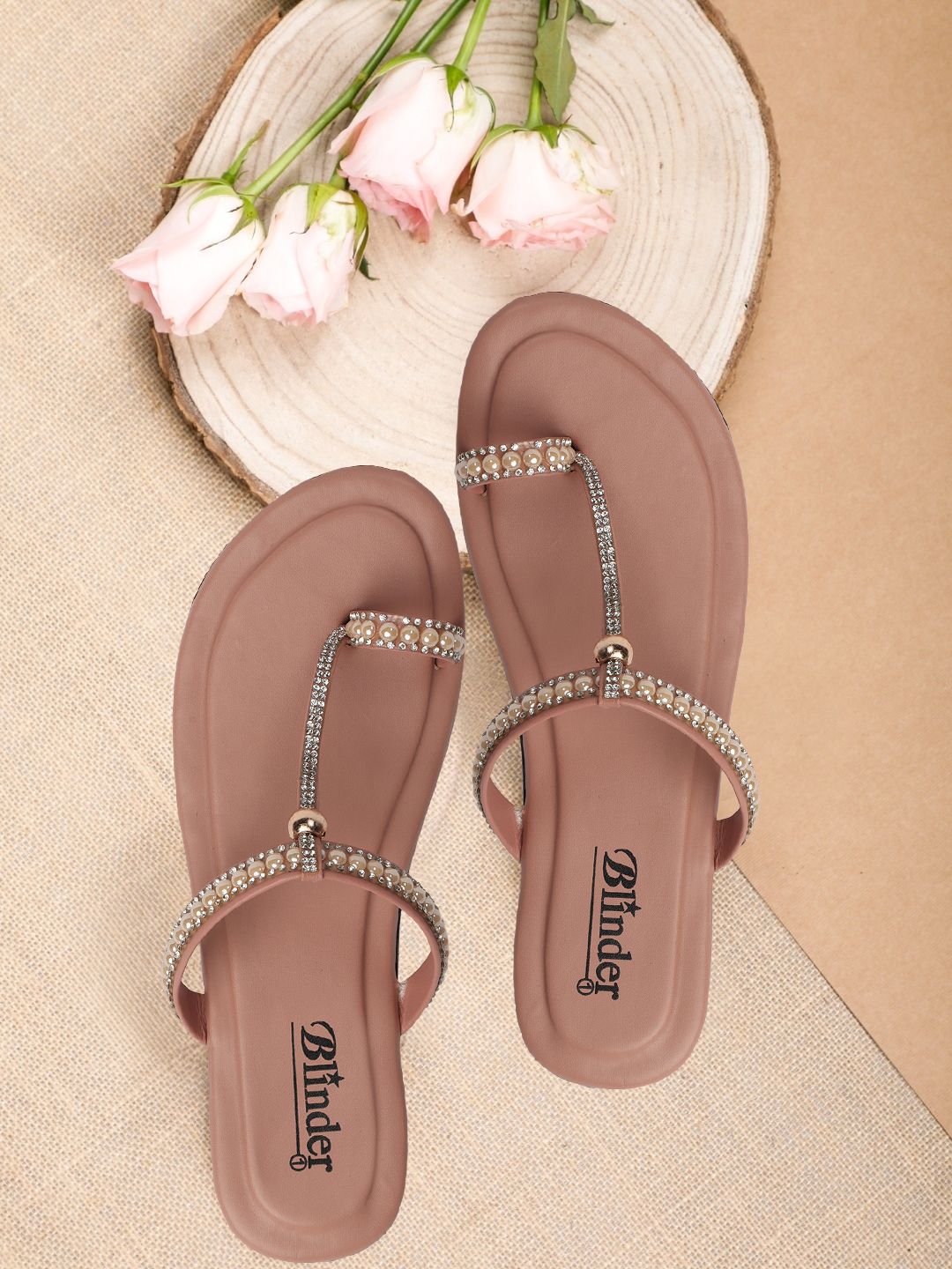 BLINDER Peach Slippers Flats 4