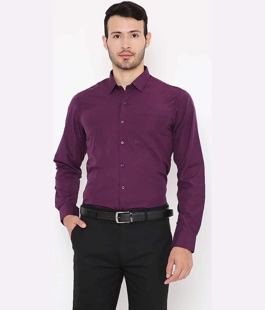 Maharaja - Purple Cotton Blend Slim Fit Men's Formal Shirt ( Pack of 1 )
