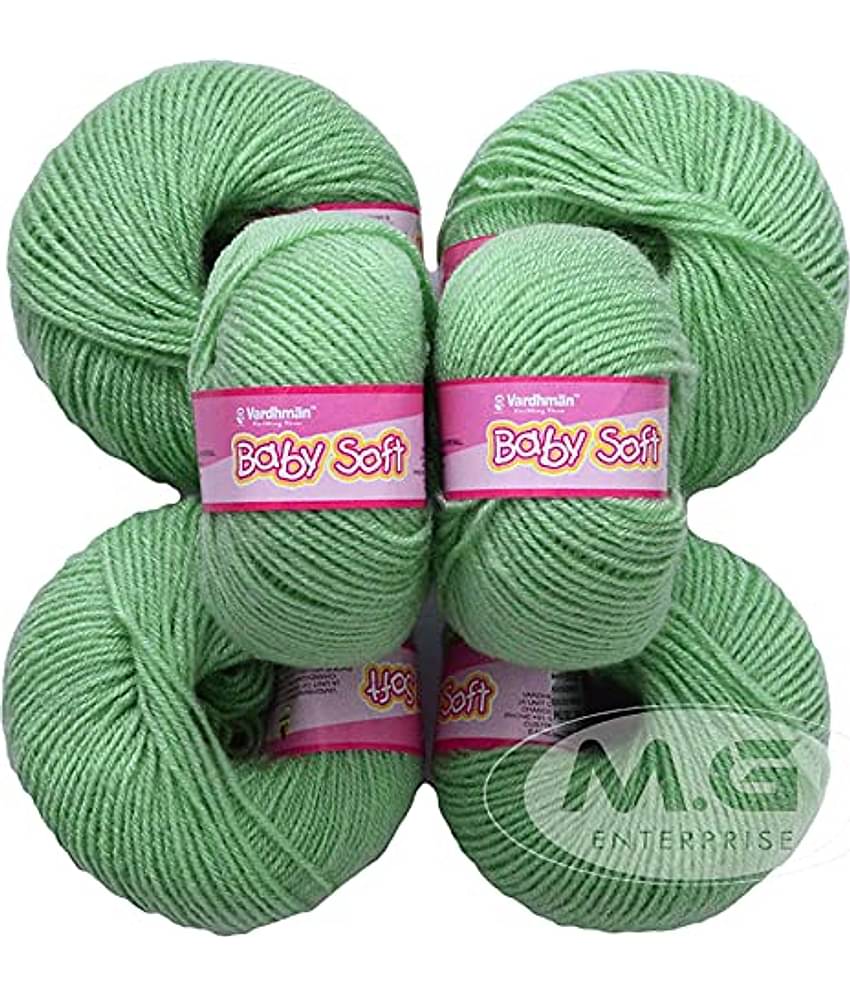 Vardhman 100% Acrylic Wool Moss 6 Pc Baby Wool 4 ply Wool Ball Hand Knitting Wool/Art Craft Soft Fingering Crochet Hook Yarn- Art-AJJ
