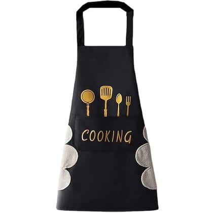 Waterproof PVC Kitchen Apron with Front Pocket & Side Towel Loop Unisex Cooking Apron for Home & Restaurant Use (Black) Waterproof PVC Kitchen Apron with Front Pocket & Side Towel Loop Unisex Cooking Apron for Home & Restaurant Use (Black)