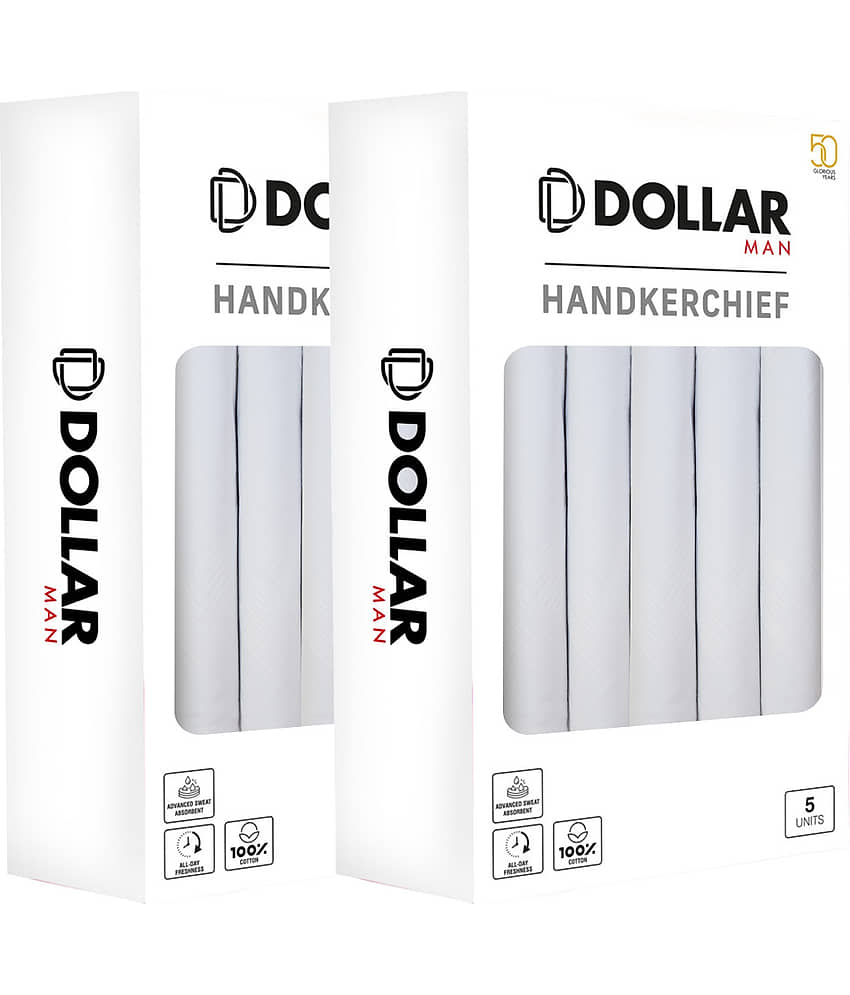 Dollar - White Cotton Men's Handkerchief ( Pack of 3 )