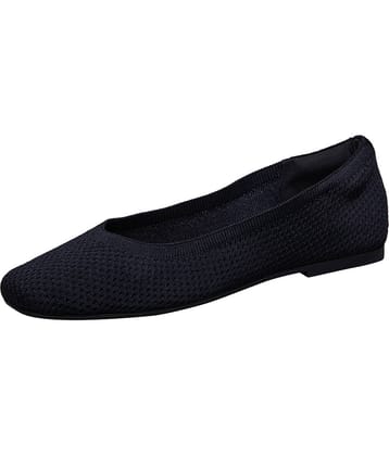 Neemans Plush Square Flats Black Women's Casual Ballerinas