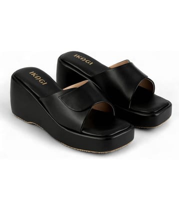 IKAGI Black Women's Slip On Heels