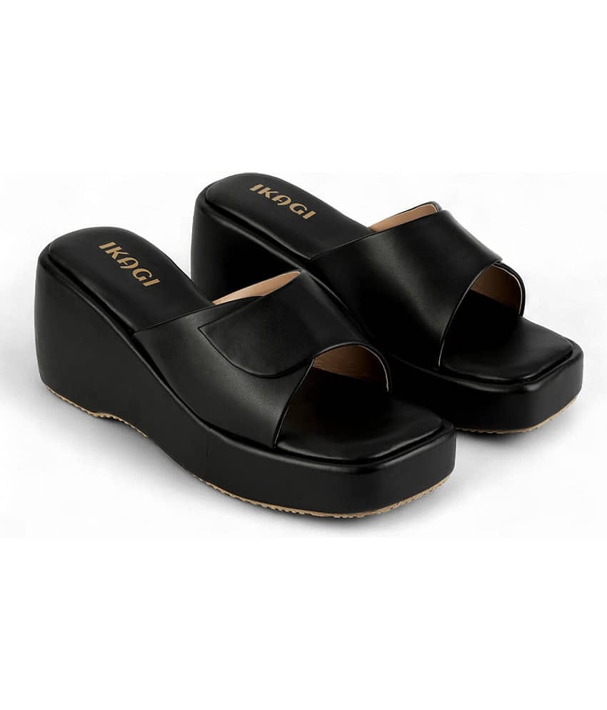 IKAGI Black Women's Slip On Heels