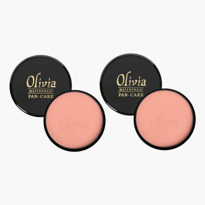 Olivia Pan Cake 100% Waterproof 25g x 2 | Full Coverage Makeup Base | Smudge-Proof & Sweat-Resistant | Long-Lasting Velvety Finish | Hides Blemishes | For All Skin Types | Pack of 2 | Bronze Glow - 22 Olivia Pan Cake 100% Waterproof 25g x 2 | Full Covera
