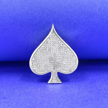 Silver Spade Zircon Brooch