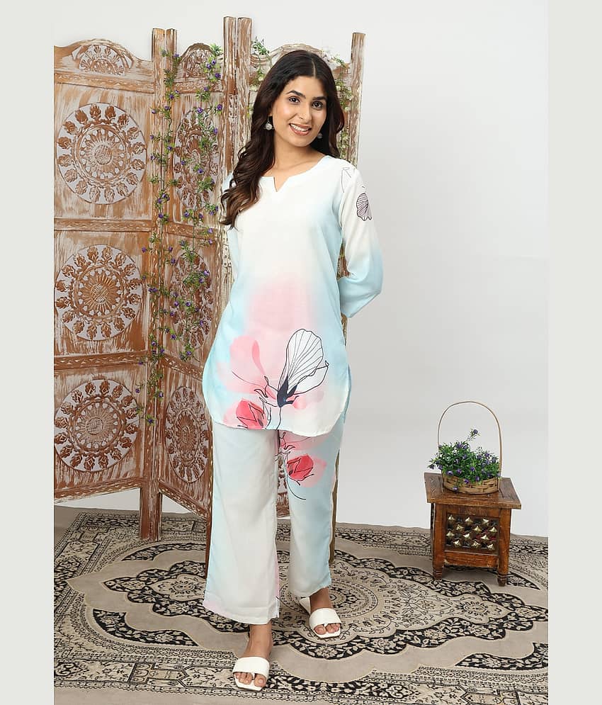 Flavia Creation Women Printed Top With Trousers Co-Ord Set ( Multicolor )