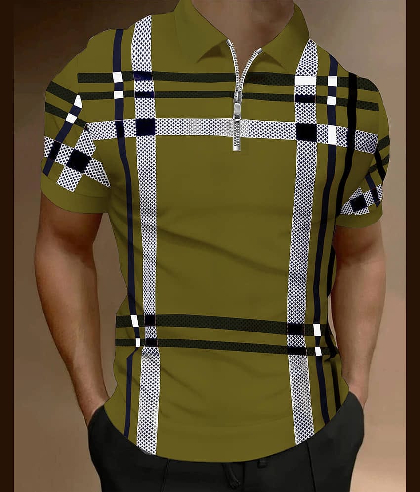 ENITOR Men Cotton Blend Regular Fit Printed Polo T Shirt ( Maroon )