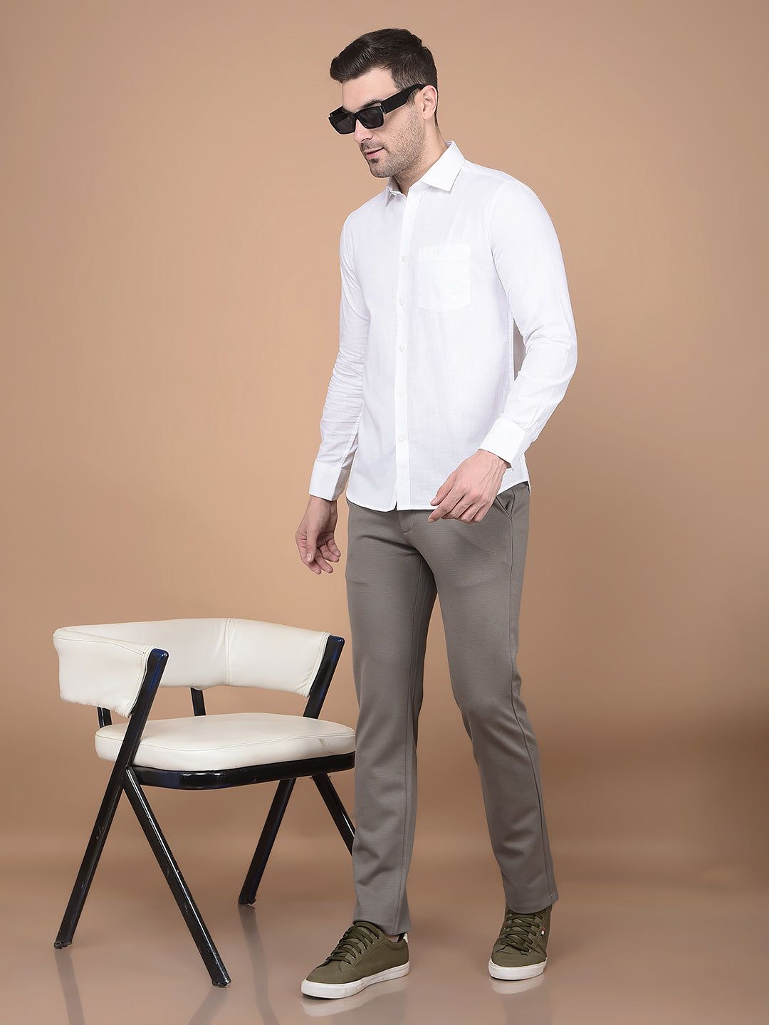 White 100% Cotton Shirt-M / White