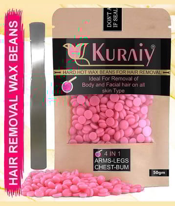 KURAIY Hair Removal Hot Hard Body Wax Beans (50Gm) For Men and Women Suitable for All Skin Types