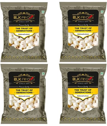 BLK FOODS Lotus Seeds Pop /Gorgon Nut Puffed Kernel (Makhana) 400 g Pack of 4