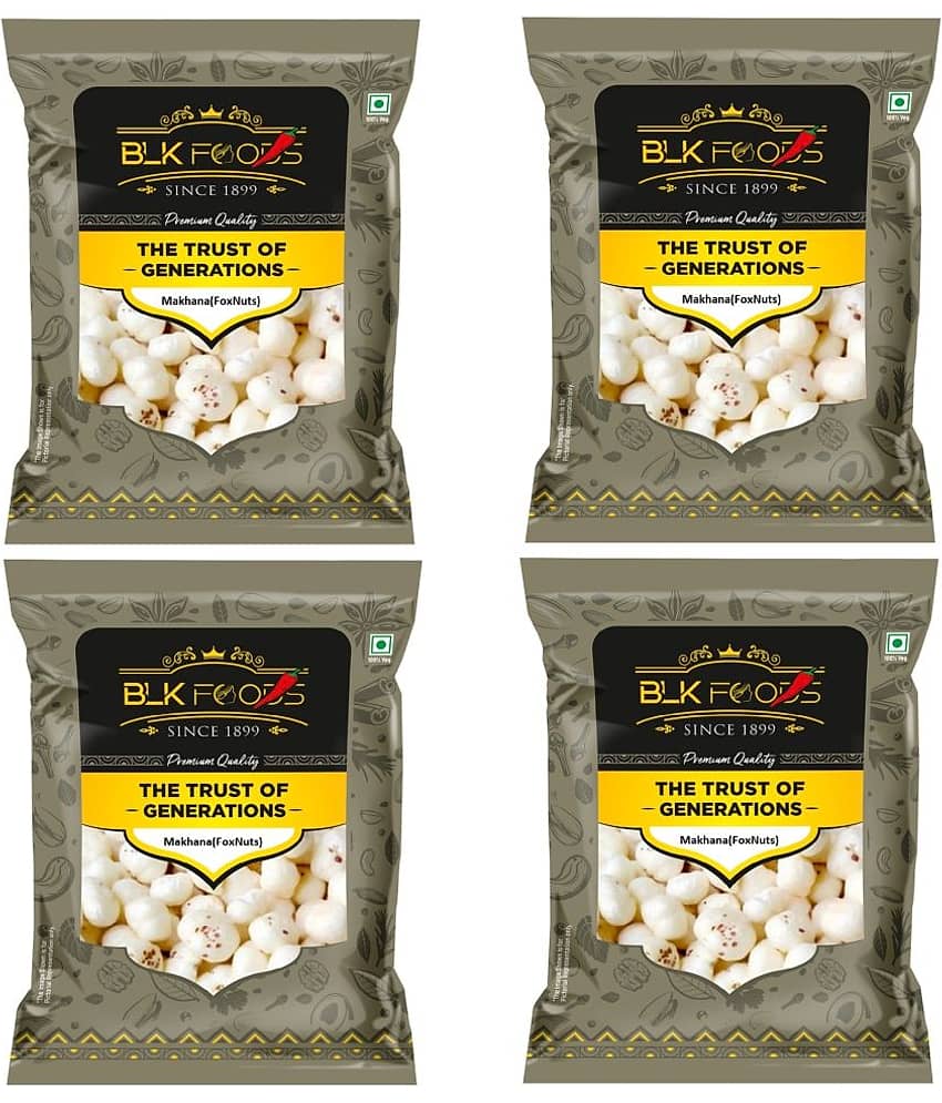 BLK FOODS Lotus Seeds Pop /Gorgon Nut Puffed Kernel (Makhana) 400 g Pack of 4