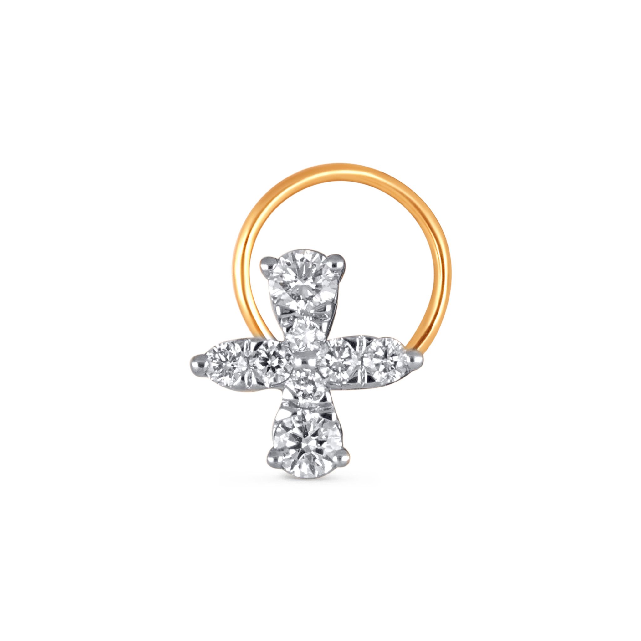 Senco Gold Subtle Brilliance Diamond Nose Pin ( 0.286 gm/0.12 ct/GH-VS/18K Yellow Gold )