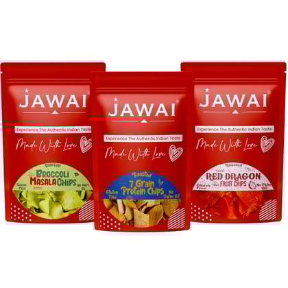 Broccoli Masala Chips + 7 Grain Protein Chips + Red Dragon Fruit Chips| Healthy Snack | Pack Of 3 Snack Combo-Pack Of 3