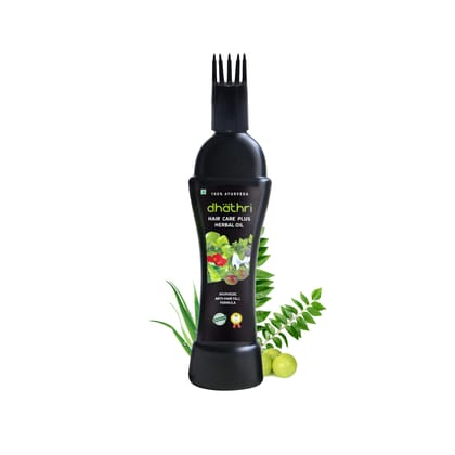 Dhathri Hair Care Plus Herbal Oil with Indian Indigo, Hibiscus & Amla | Ayurvedic Herbal Hair Oil Reduce Hair Fall & Dandruff | Nourishes & Strengthens Hair | For Men & Women | All Hair Types, 100ml Dhathri Hair Care Plus Herbal Oil with Indian Indigo, H