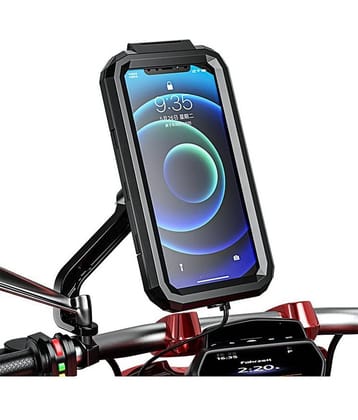 Mirror Mount Fully Waterproof Bike/Motorcycle/Scooter Mobile Phone Holder Mount, Ideal for Maps and GPS Navigation