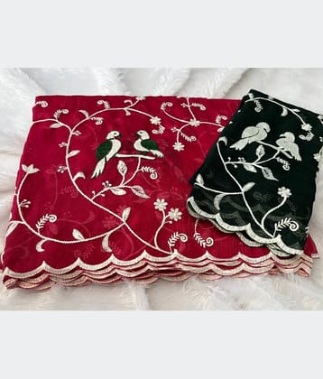 Sanwariya Silk Chanderi Embroidered Chanderi saree With Unstitched Blouse Piece ( Pink )