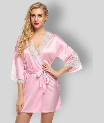 Piquant - Pink Satin Women's Nightwear Robes ( Pack of 1 )