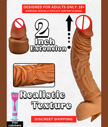 Silicon Made 8 Inch Dragon Condom In Brown Skin Color With 2 Inch Extension By Naughty Nights + Free Kaamraj Lube