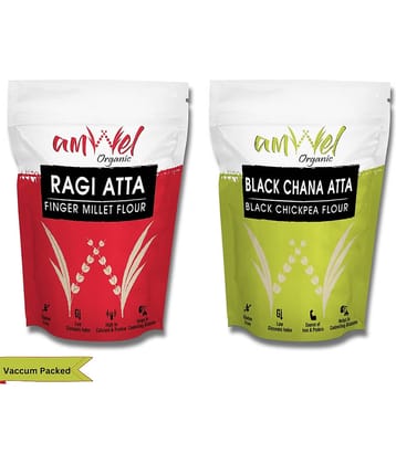 Amwel Ragi Atta 450g + Black Chana Atta 450g 900 gm Pack of 2