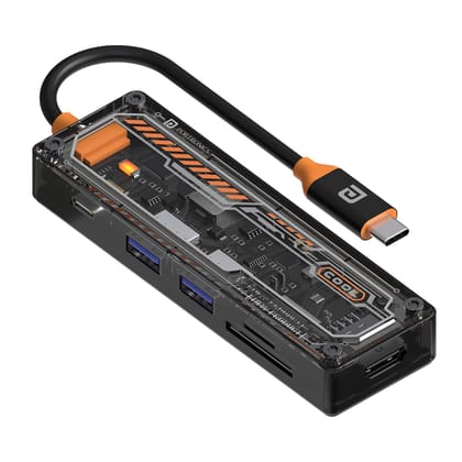 Portronics MPort View Two 6-in-1 USB Type-C Hub Dock,100 W Type-C PD&Data, USB 3.0 SuperSpeed, USB 2.0,SD and Micro SD, 4K HDMI,Transparent Case for Laptop, PC & More Portronics MPort View Two 6-in-1 USB Type-C Hub Dock,100 W Type-C PD&Data, USB 3.0 SuperSpeed, USB 2.0,SD and Micro SD, 4K HDMI,Transparent Case for Laptop, PC & More