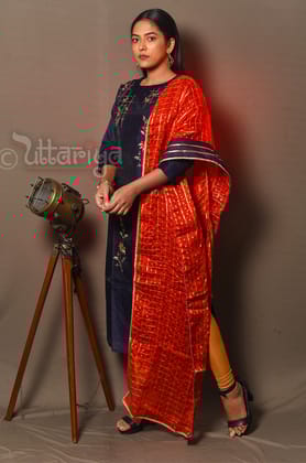 Navy Blue Silk Kurta set-XXL-44