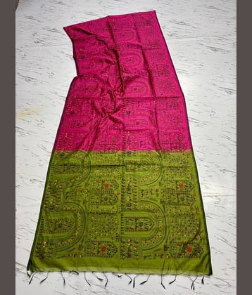 SARADA HANDLOOM Cotton Printed Saree With Unstitched Blouse Piece ( Pink )
