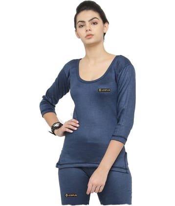 Uzarus Cotton Blend Topwear - Navy