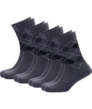 PLIMA Cotton Men's Argyle Dark Grey Mid Length Socks ( Pack of 4 )