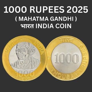 1000 Rupees 2025 Mahatma Gandhi Silver Plated Ancient India Coin Heritage