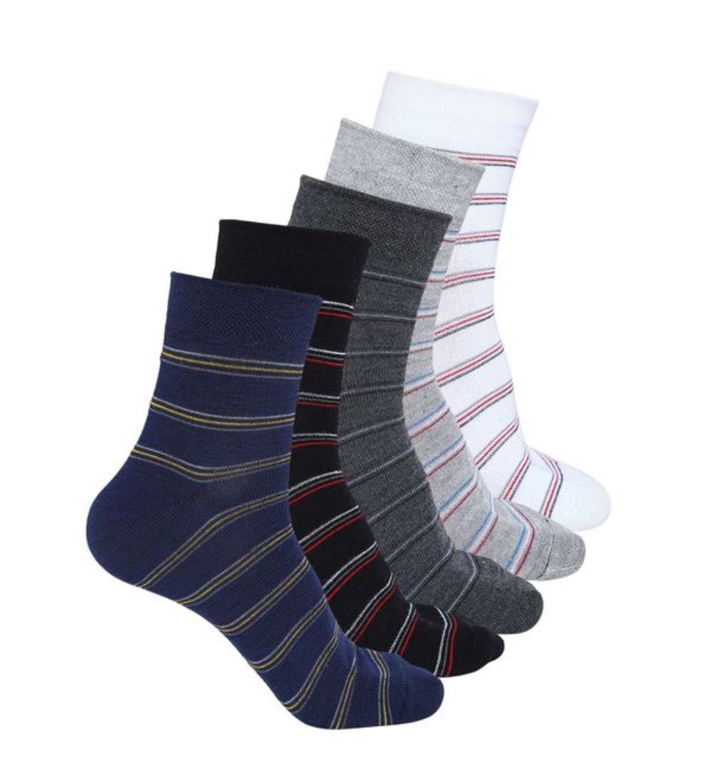 5 Pairs Mens Casual Cotton Blended Printed Mid-Calf length Socks (Assorted)