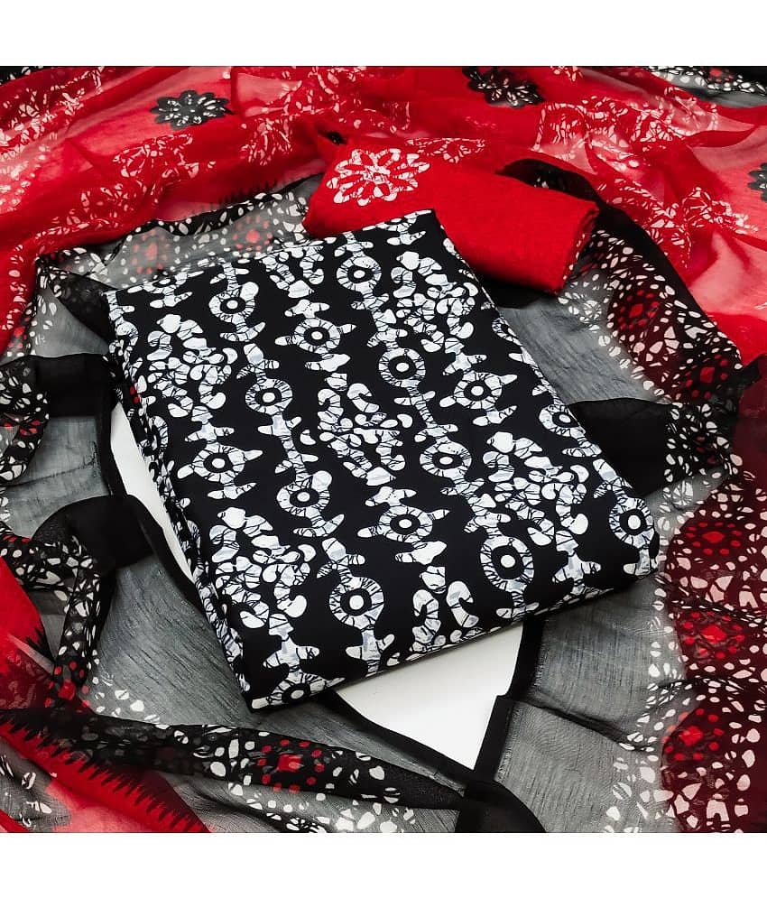 Kashvi Unstitched Crepe Printed Dress Material - Black ( Pack of 1 )