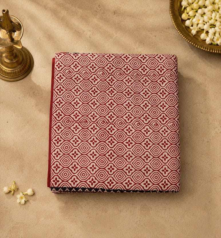 Handcrafted Bagh Print Pure Cotton Saree