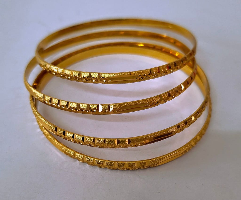Gold Bangles Set of 4, Goldpalted bangles 18 Grams