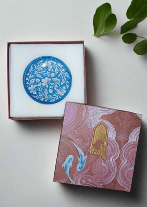 Gift Box with Handmade Jaipur Blue Pottery Plate - 8 inch diameter-8 Inches