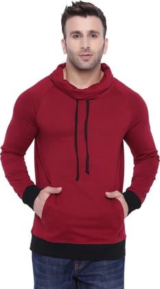 Gritstones Solid Men Turtle Neck Maroon T-Shirt