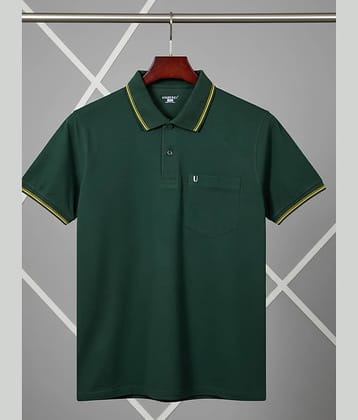 UNIBERRY Men Cotton Blend Regular Fit Solid Polo T Shirt ( Olive )