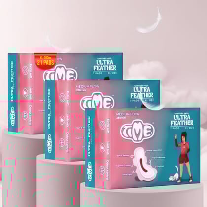Ultra Feather Medium Flow Teen Sanitary Pads-21 Pads / XL - 280MM