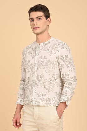Sterling - Crinkle Printed Shirt - Olive-S-38 / OLIVE