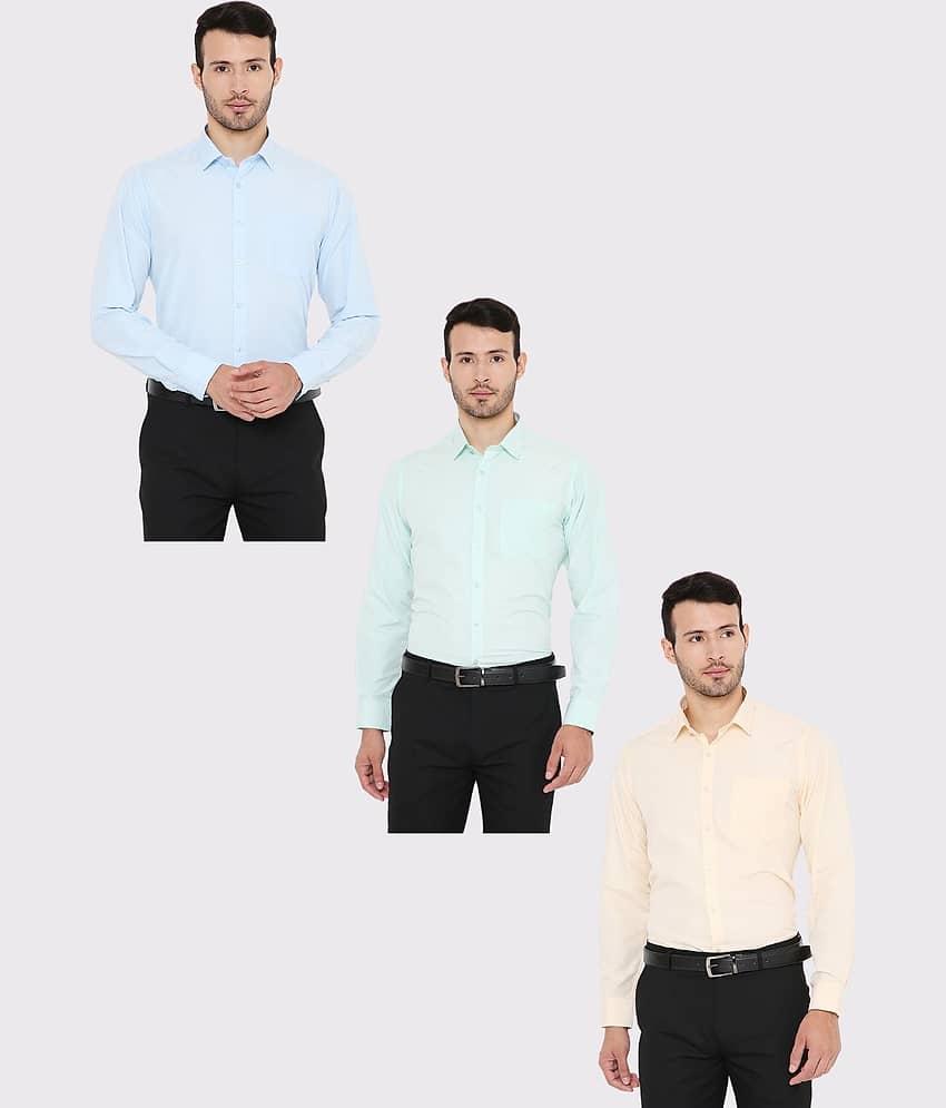 Maharaja Polyester Slim Fit Full Sleeves Men's Formal Shirt - Multicolor ( Pack of 3 )