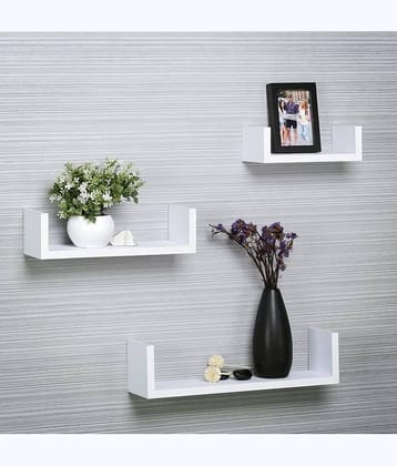 TFS Floating Shelves White MDF - Pack of 3