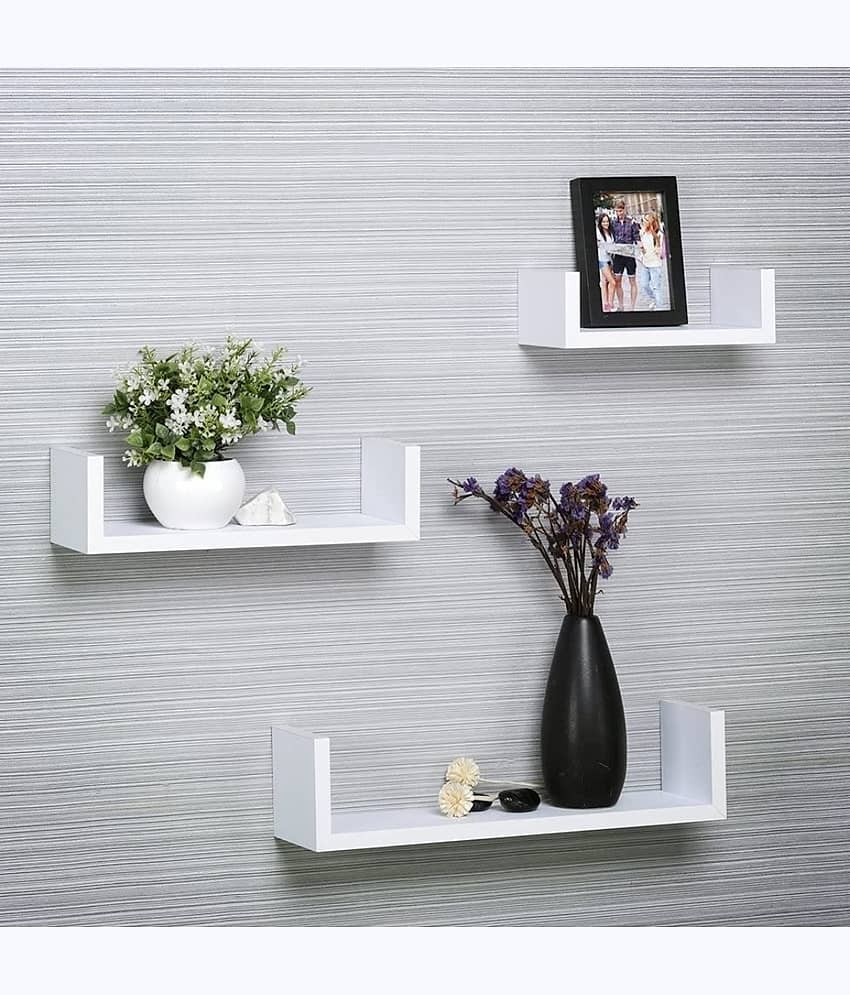 TFS Floating Shelves White MDF - Pack of 3