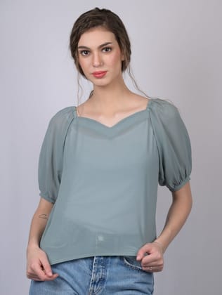 Light Greenish Blue Solid Regular Top (OTL-TPS1023)-Green / XS