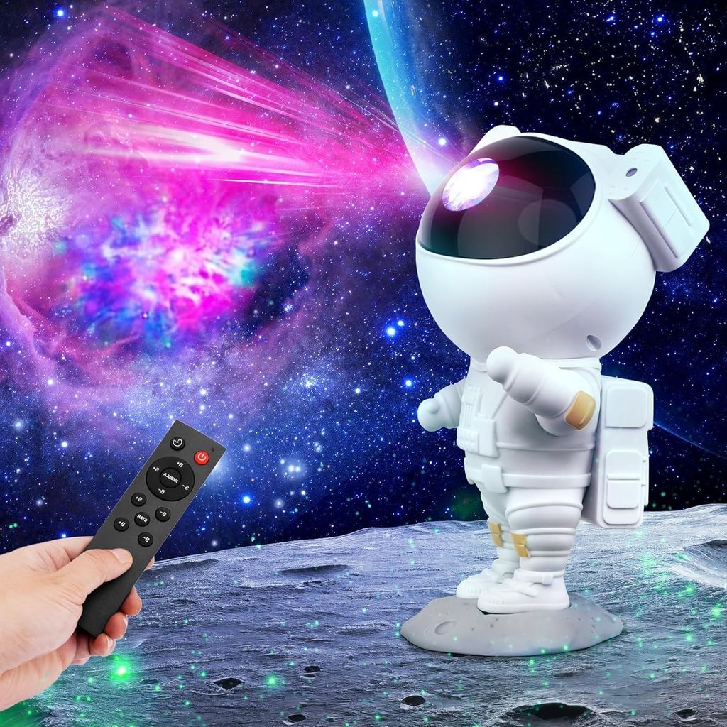 Astronaut Galaxy Projector with Remote Control - 360° Adjustable Timer Kids Astronaut Nebula Night Light Lamp for Baby Adults Bedroom,Gaming Room,Home and Party,LED,White
