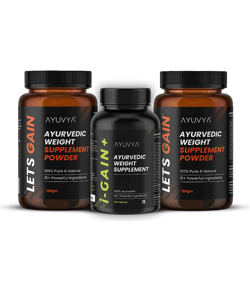 Ayuvya i-Gain+ & Lets Gain Weight Gain Combo Helps Improve Appetite & Promotes Muscle Recovery